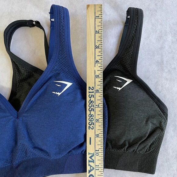 Gymshark Sports Bras Womens Size S 2 CT Black + Blue Adjustable Athletic Bras - Picture 12 of 12